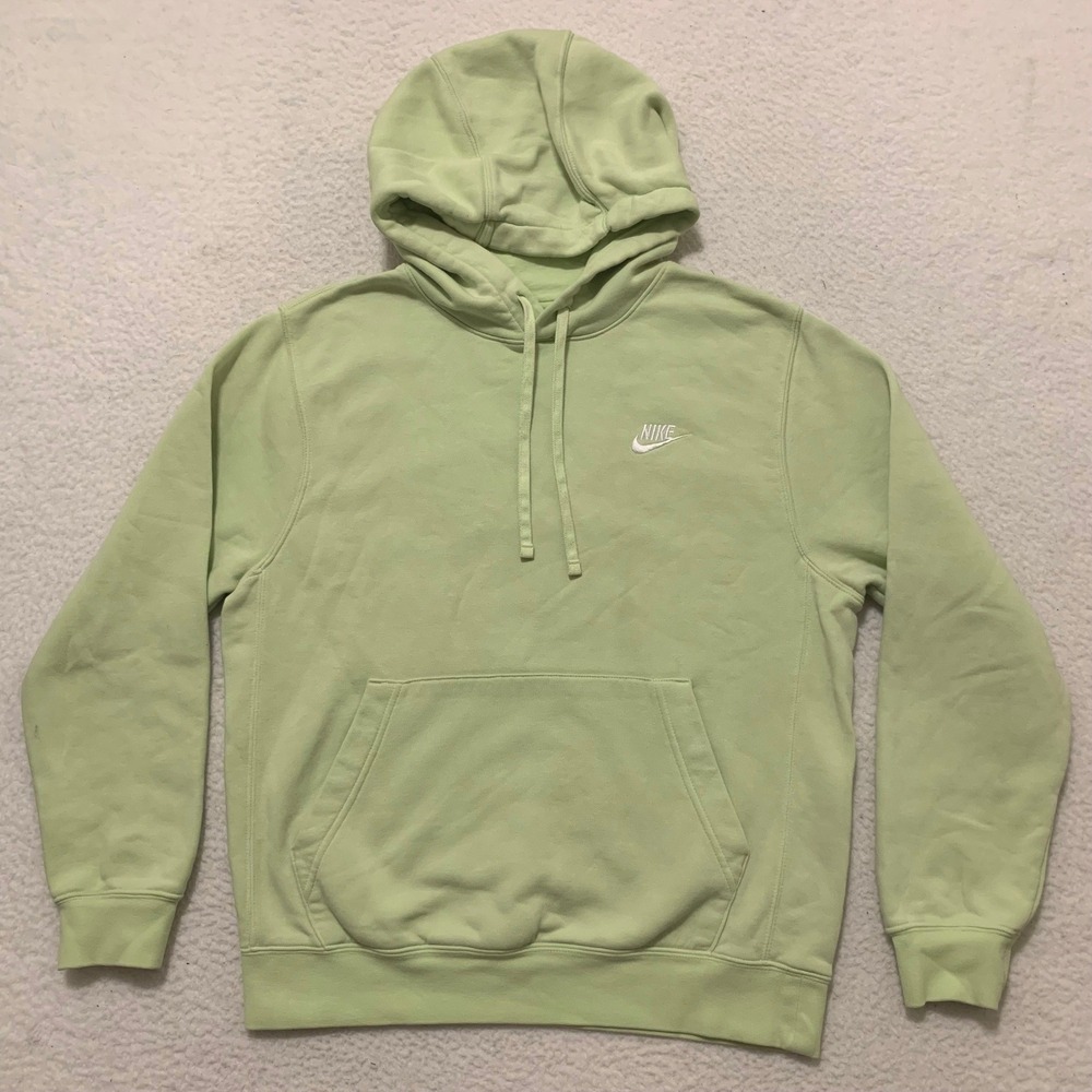 Nike Sportswear Club Fleece Hoodie Mens Small Lime Green Pullover BV2654-383